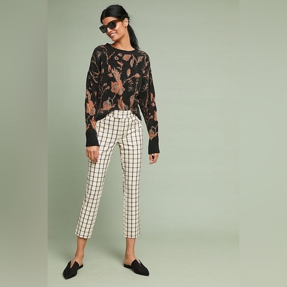 Anthropologie Pants - The Essential Slim By Anthropologie Checkered Print Cropped Trousers Size 12T